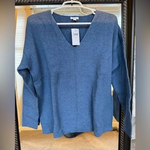 J. Jill majestic, V-neck sweater in dusty blue.